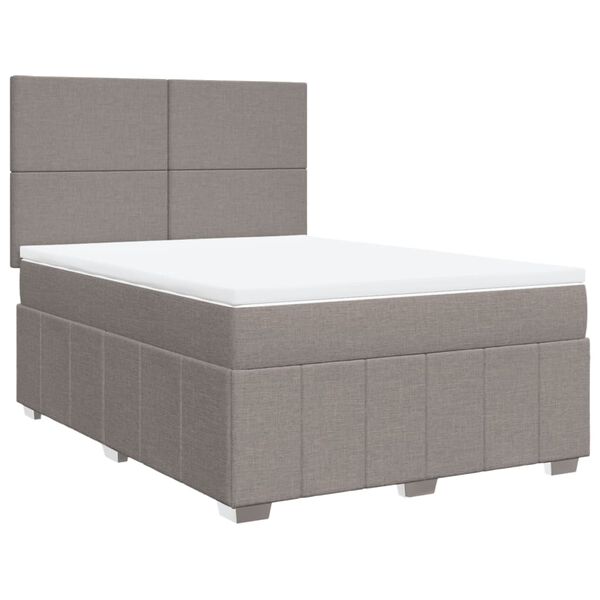 vidaXL Box spring postelja z vzmetnico taupe 140x190 cm blago