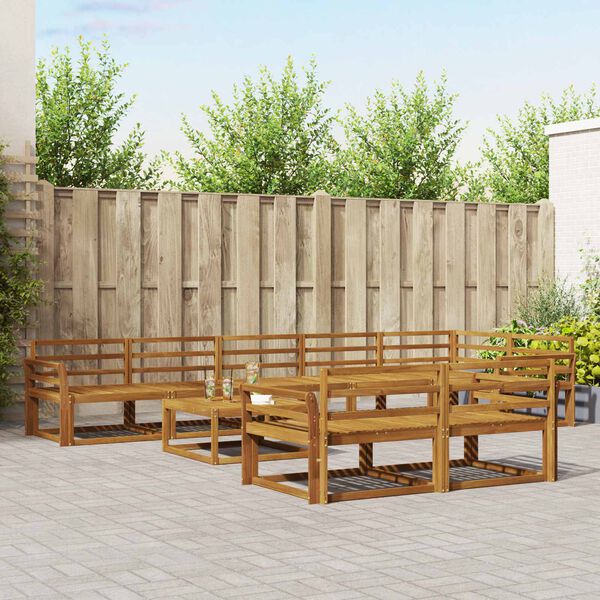 vidaXL Zunanja garnitura za sedenje 9 pcs Naravna Masiven les akacije