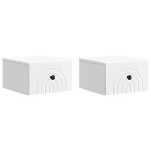 vidaXL Stenski nočni omarici s predalom 2 pcs Bela 33 x 34,5 x 20 cm