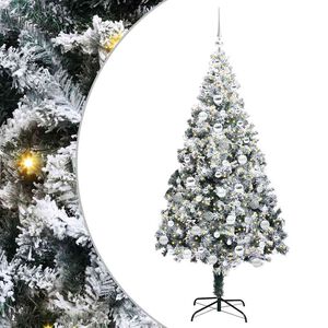 vidaXL Umestno božično drevo Bela 180 cm PVC, jeklo in plastika