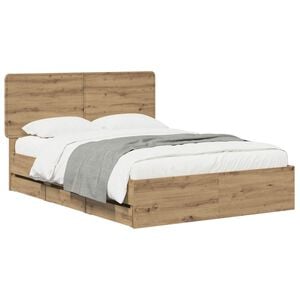 vidaXL Bed Frame with Storage and Headboard Artisan Oak 120 x 200 cm