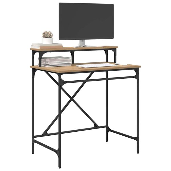 vidaXL Miza Umetni hrast 80 x 50 x 90 cm Konstruiran les