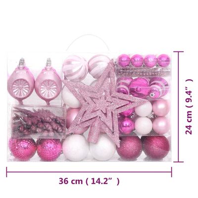 vidaXL Komplet novoletnih bučk 108 kosov bele in roza