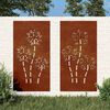 vidaXL Vrtne stenske dekoracije 2 kosa 105x55 cm corten jeklo rože