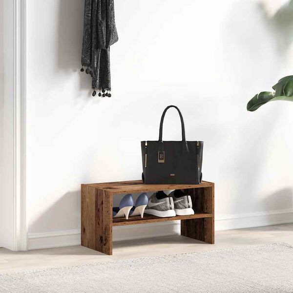 vidaXL Regal za čevlje zložljiva starinski les 60x30x30,5 cm