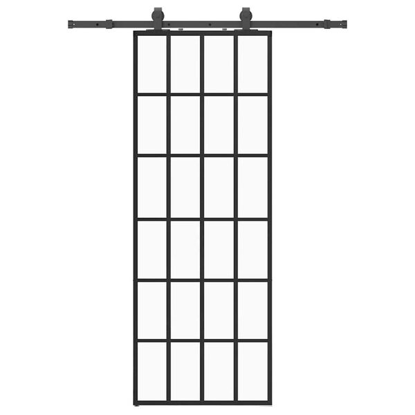 vidaXL Drsna vrata z opremo črna 76x205 cm ESG steklo