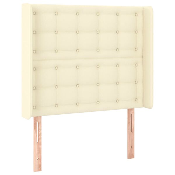 vidaXL Vzglavje z u&scaron;esi krem 103x16x118/128 cm umetno usnje