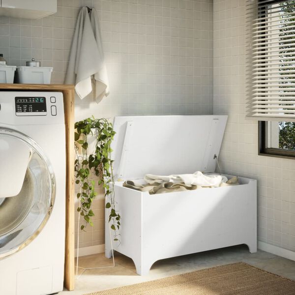 vidaXL &Scaron;katla za shranjevanje s pokrovom RANA bela 100x49x54 cm