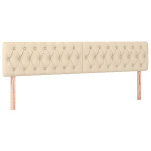 vidaXL Posteljno vzglavje krem 200x7x78/88 cm blago
