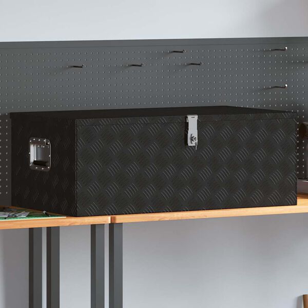 vidaXL &Scaron;katla za shranjevanje črna 100x55x37 cm aluminij