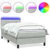 vidaXL Box spring postelja z vzmetnico LED svetlo siv 90x220 cm žamet