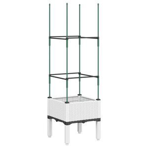 vidaXL Cvetlično korito z oporno mrežo belo 40x40x142,5 cm PP