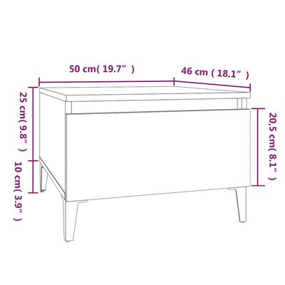 vidaXL Stranska mizica visok sijaj bela 50x46x35 cm inženirski les