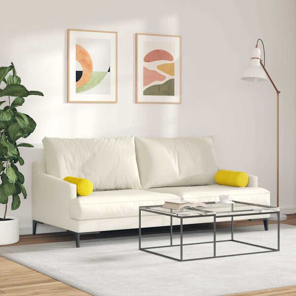 vidaXL Blazine 2 pcs Rumena Ø 15 x 40 cm Žametna tkanina