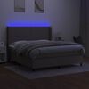 vidaXL Box spring postelja z vzmetnico LED taupe 180x200 cm blago