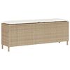 vidaXL Vrtna klop z blazino bež 110x30x40,5 cm poli ratan