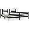 vidaXL Posteljni okvir z vzglavjem črn 200x200 cm trden les