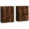 vidaXL Stenska omarica 2 kosa dimljen hrast 69,5x34x90 cm