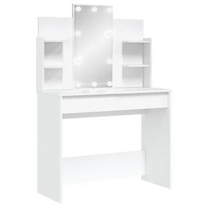 vidaXL Toaletna mizica z LED lučkami bela 96x40x142 cm