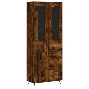 vidaXL Visoka komoda dimljen hrast 69,5x34x180 cm inženirski les