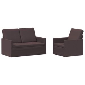 vidaXL Kavčna garnitura 2 pcs Temno rjava Blago