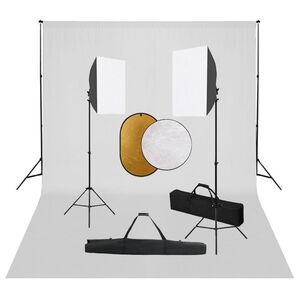 vidaXL Foto studijski komplet s softboxi, ozadjem in odbojnikom