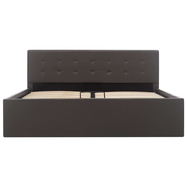 vidaXL Dvižni posteljni okvir sivo umetno usnje 140x200 cm