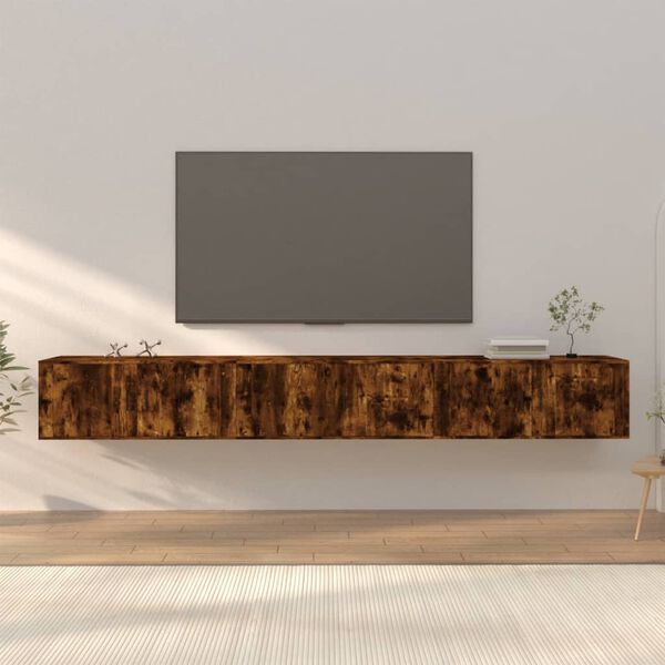 vidaXL Stenska TV omarica 3 kosi dimljen hrast 100x34,5x40 cm