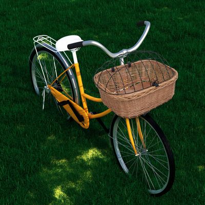 vidaXL Sprednja kolesarska košara s pokrovom 50x45x35 cm naravna vrba