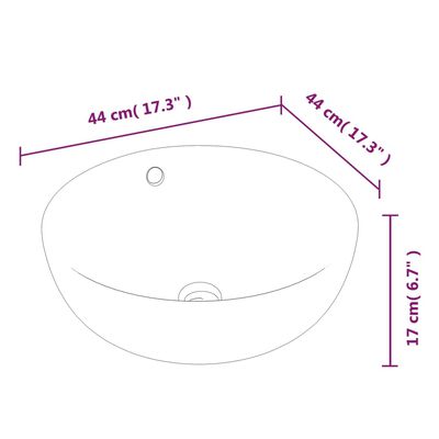 vidaXL Umivalnik bel 44x17 cm keramični okrogel