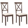 vidaXL Jedilni stoli z blazinami 2 kosa Brown Solid Wood Rubber