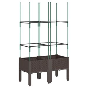 vidaXL Cvetlično korito z oporno mrežo rjavo 80x40x142,5 cm PP
