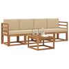 vidaXL Zunanja garnitura za sedenje z blazino 5 pcs Naravna in bež