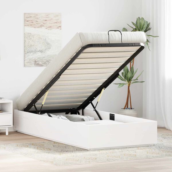 vidaXL Ottomanska postelja Bela 80 x 200 cm Masivna borovina