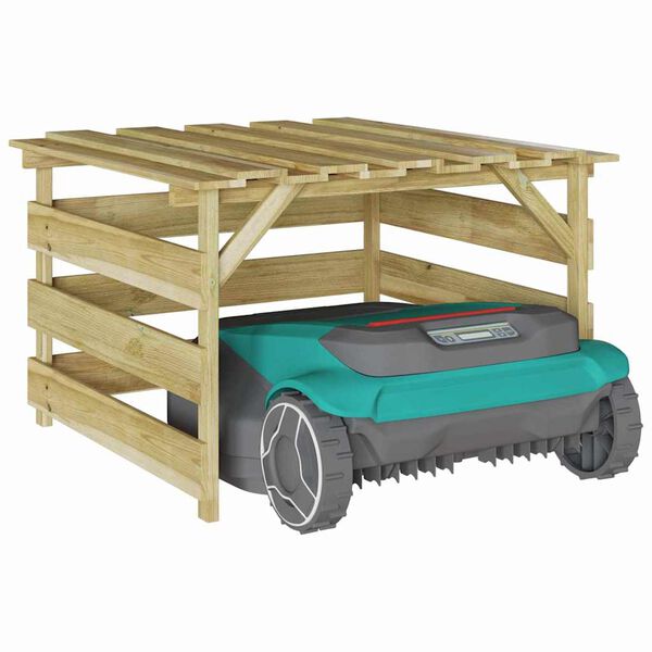 vidaXL Garaža za robotsko kosilnico Rjava 84 x 80 x 56 cm