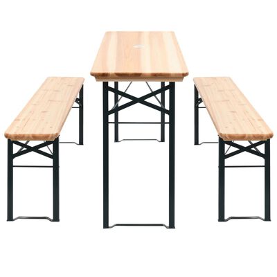 vidaXL Zložljiva pivska miza z 2 klopema 177 cm borovina
