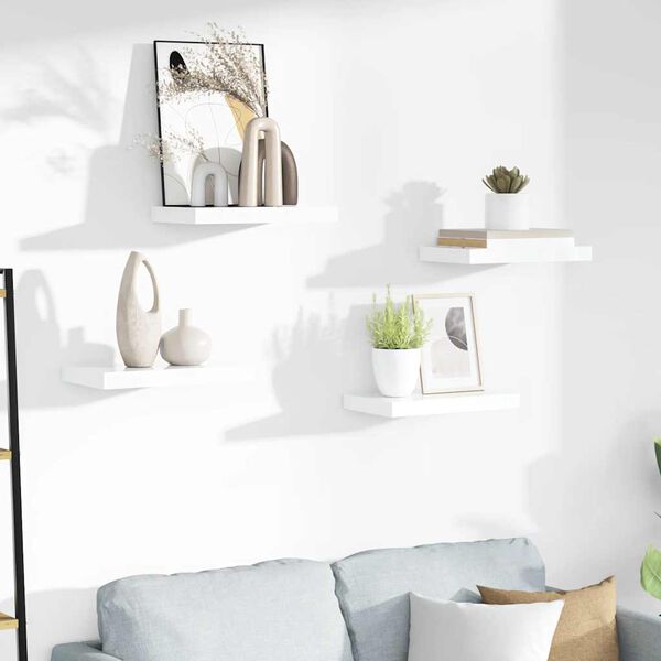 vidaXL Lebdeče police 4 kosi visok sijaj bele 40x23x3,8 cm MDF