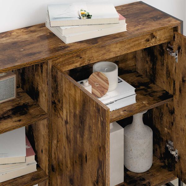 vidaXL Stranska omara Dimni hrast 96,5 x 30 x 75 cm Konstruiran les