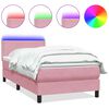 vidaXL Box spring postelja z vzmetnico LED Pink 100x220 cm Velvet