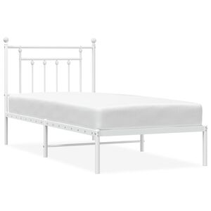 vidaXL Kovinski posteljni okvir z vzglavjem bel 80x200 cm