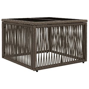 vidaXL Vrtna miza Siva in črna 55 x 55 x 37 cm PE Ratan in Steklo