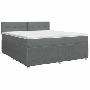 vidaXL Postelja boxspring z vzmetnico Temno siva 140 x 200 cm Blago