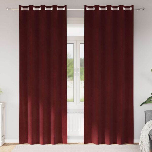 vidaXL Zatemnitvene zavese 2 pcs Vinorodna rdeča 140 x 225 cm Žamet