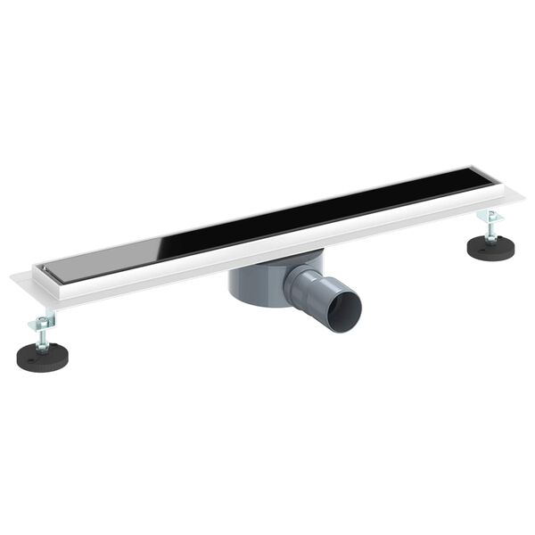 vidaXL Tu&scaron; odtok Stekleni pokrov s 360&deg; sifonom Črna 60 cm