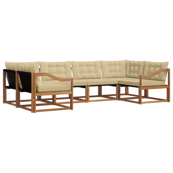 vidaXL Zunanja garnitura za sedenje z blazino 6 pcs Naravna in bež