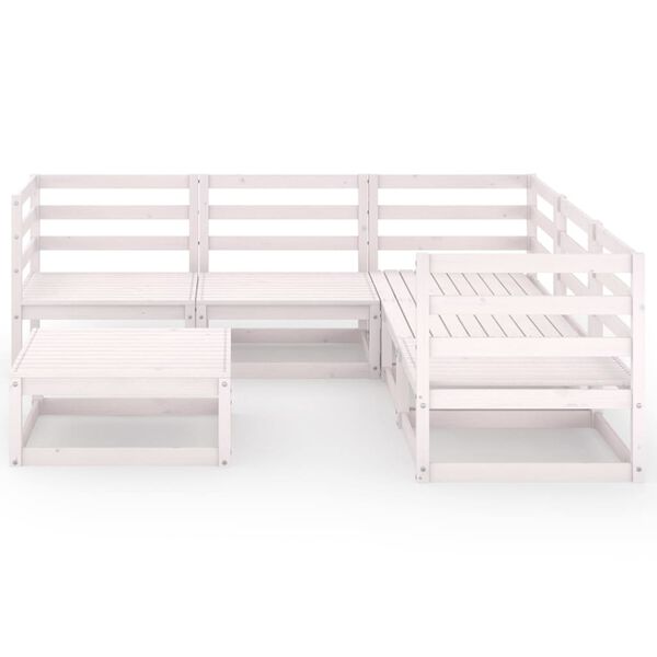 vidaXL Vrtna sedežna garnitura 6-delna bela trdna borovina