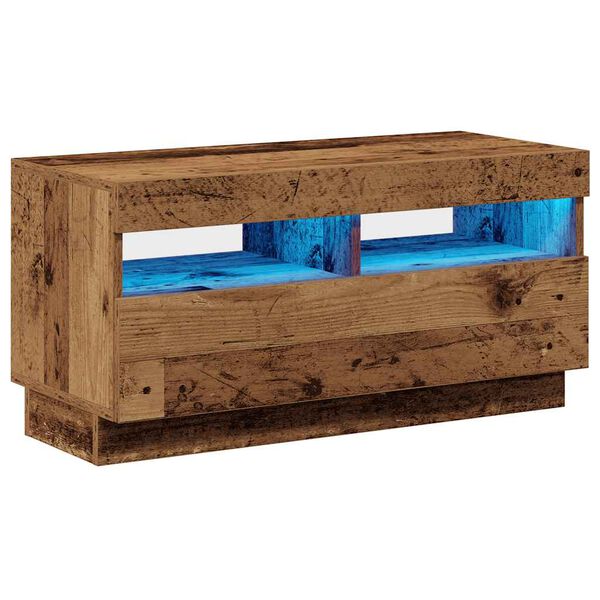 vidaXL TV omarica z LED starinski les 80x35x40 cm inženirski les