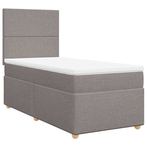 vidaXL Box spring postelja z vzmetnico taupe 90x190 cm blago