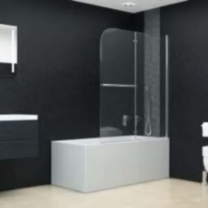 vidaXL Zložljiva pregrada za tu&scaron; z 2 paneloma ESG 95x140 cm
