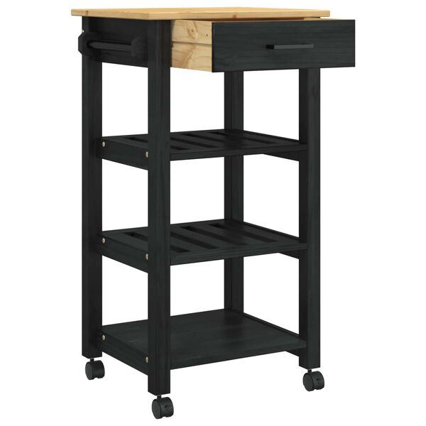 vidaXL Kuhinjski voziček Enobarvno Črna 88,5 x 40 x 48 cm